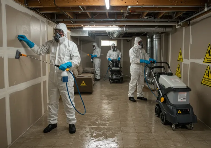 Basement Moisture Removal and Structural Drying process in Cary, NC